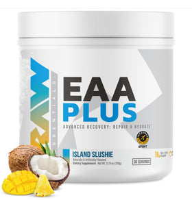 RAW EAA Plus poudre d'acides aminés 540g saveur Island Slushie vue de face