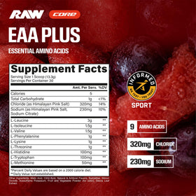 RAW EAA Plus Poudre d'Aminoacides 540g emballage arrière
