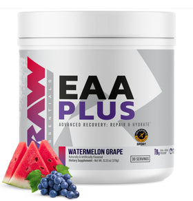 RAW EAA Plus Poudre d'Aminoacides 540g saveur Pastèque Raisin vue de face