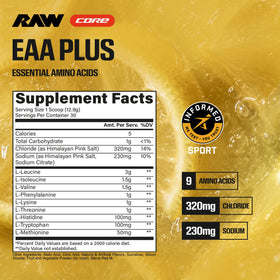 RAW EAA+ Poudre d'acides aminés Icy Lemon Slush 540g vue arrière