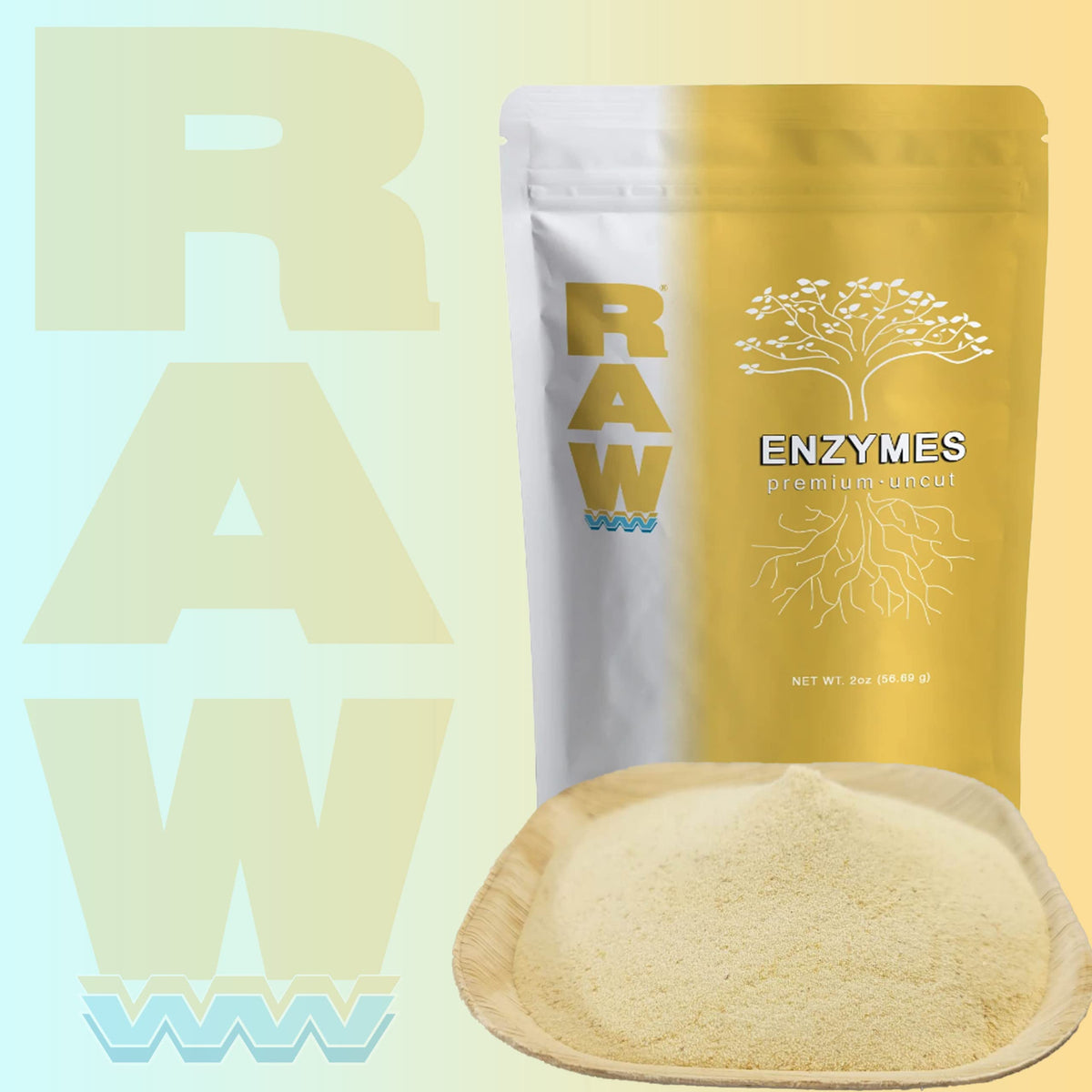 RAW Enzymes 64g arrière avec détails de composition