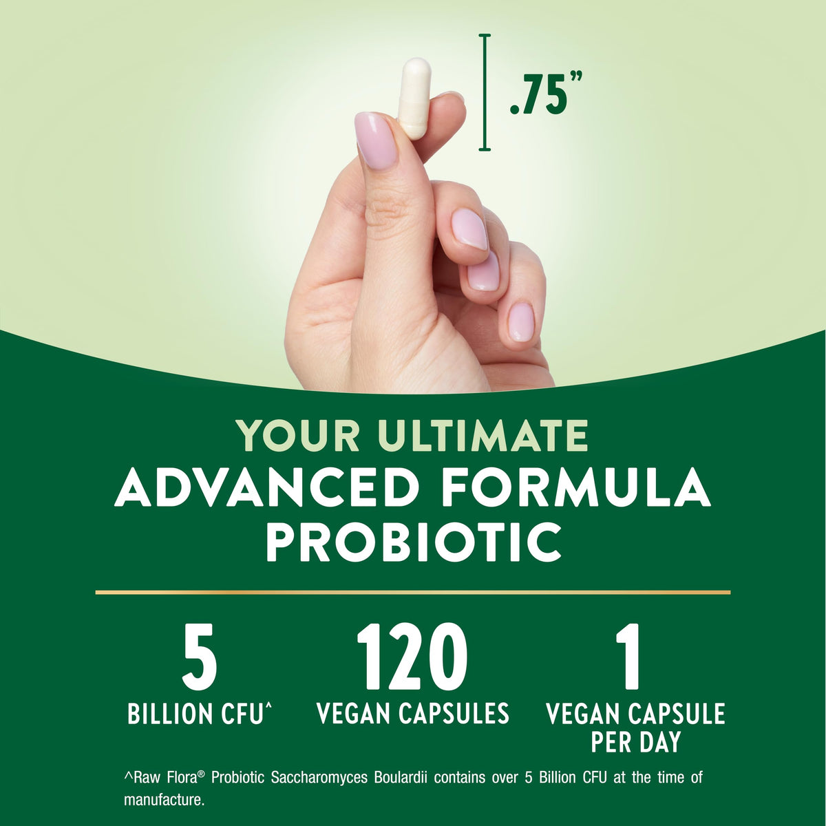 Raw Flora Probiotiques Saccharomyces Boulardii 250 mg capsules on a table