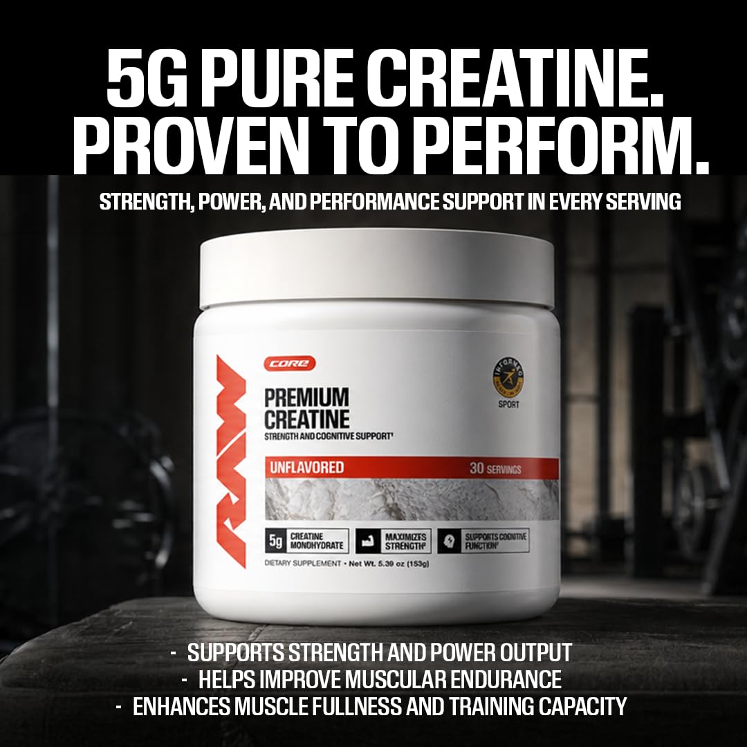 RAW Nutrition Creatine Monohydrate Poudre Fruit Punch 272g vue arrière