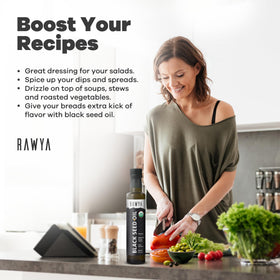RAWYA Huile de Nigelle 250 ml sur un fond neutre