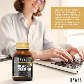 RAWYA huile de nigelle capsules molles en gros plan