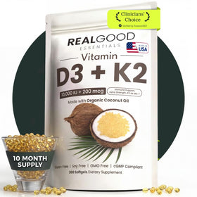 REAL GOOD ESSENTIALS D3 K2 10000 UI 300 capsules vue de face