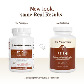Real Mushrooms Capsules de Champignon Reishi 200 ct - 100% Extrait de Corps Fruité