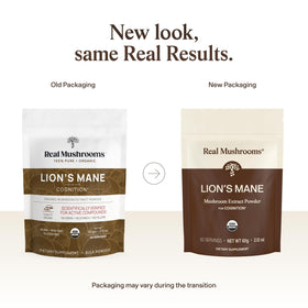Real Mushrooms Complément Alimentaire Champignon Crinière de Lion 68g, emballage