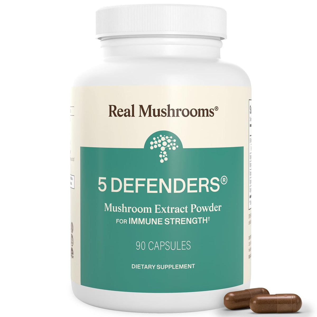 Real Mushrooms Complex de 5 Champignons 90 Capsules vue de face