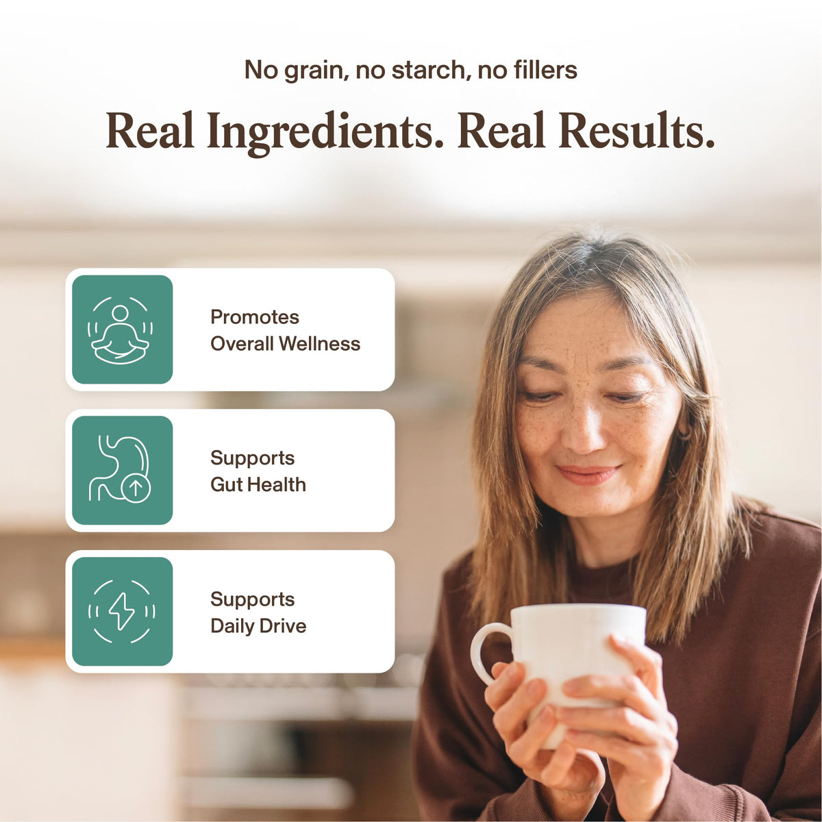 Real Mushrooms complexe de champignons bio dans un verre de smoothie