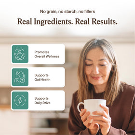 Real Mushrooms complexe de champignons bio dans un verre de smoothie