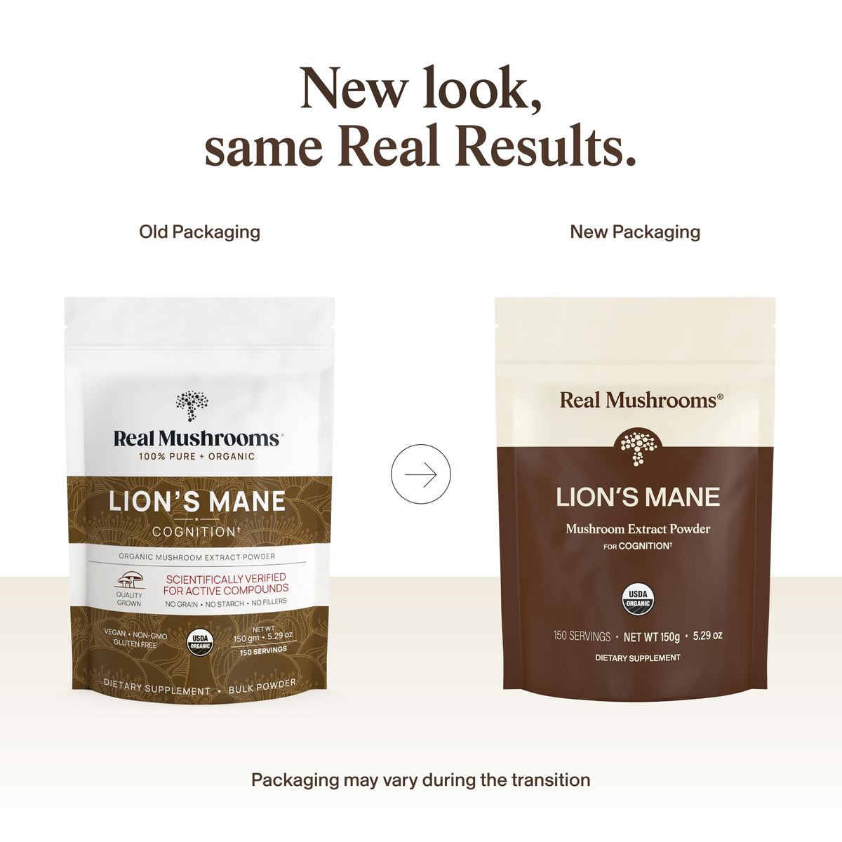 Real Mushrooms Lion's Mane 160g emballage avec étiquette