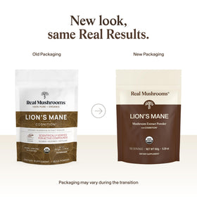 Real Mushrooms Lion's Mane 160g emballage avec étiquette