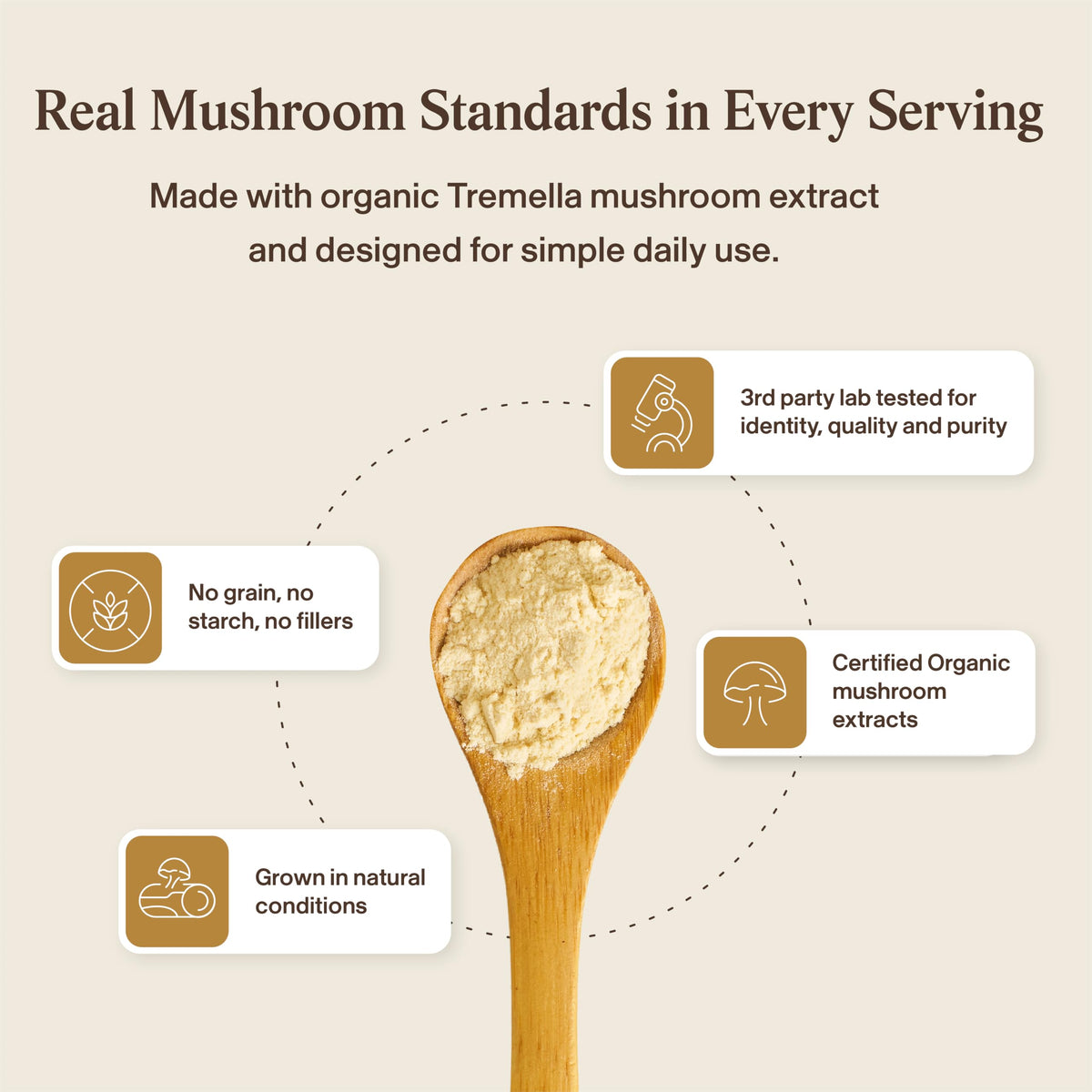 Real Mushrooms Poudre de Champignon Tremella avec ingrédients bio