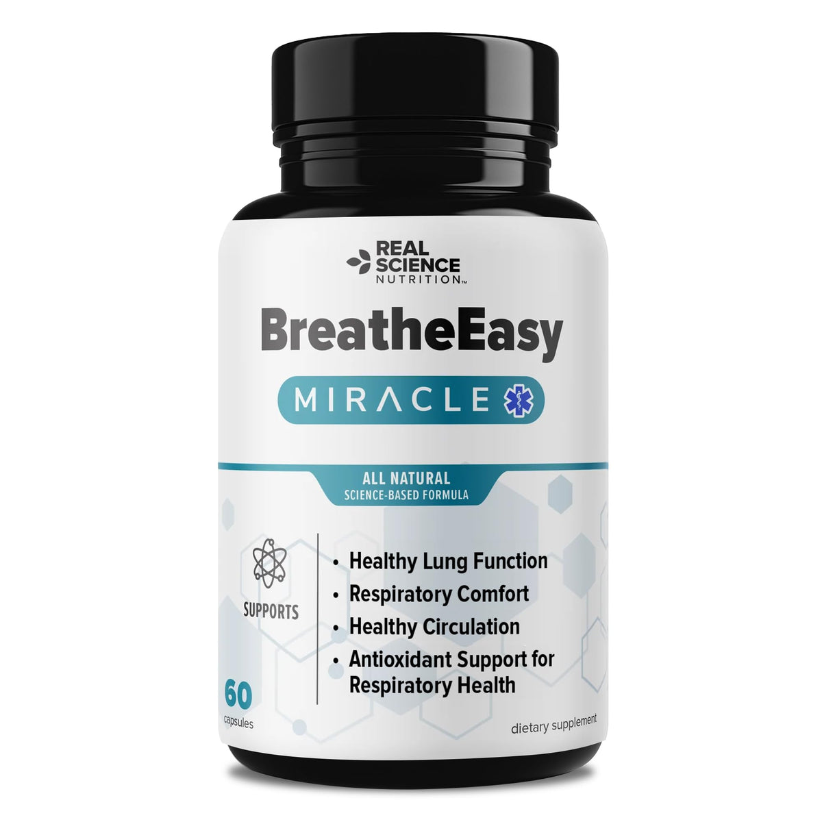 Real Science Nutrition BreatheEasy 60 capsules front view