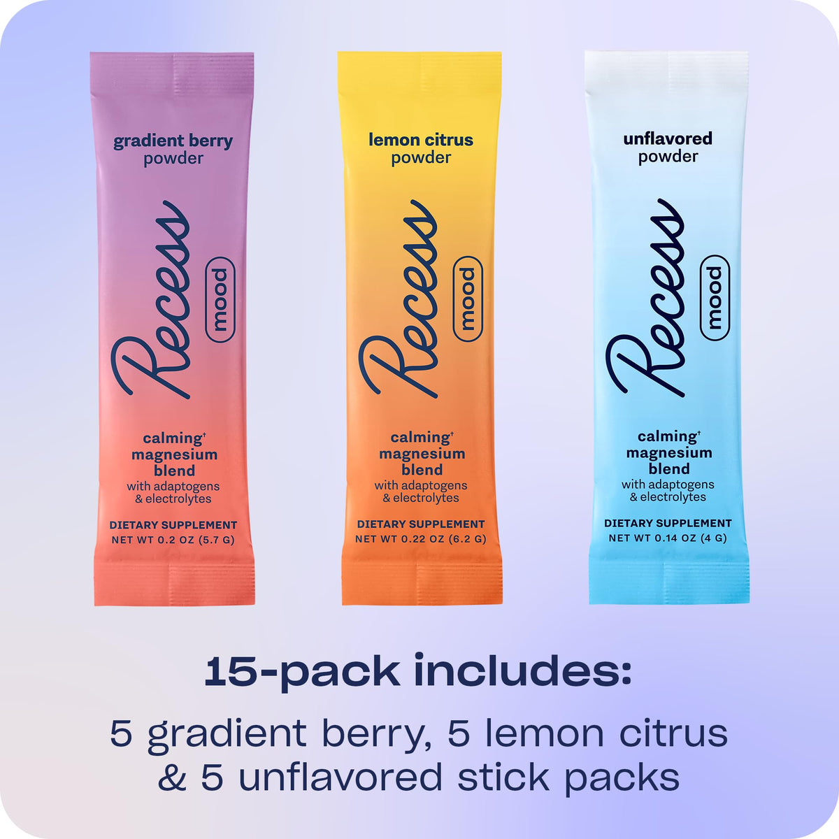Recess Poudre de Magnésium Mood sachets de saveur baies dégradées