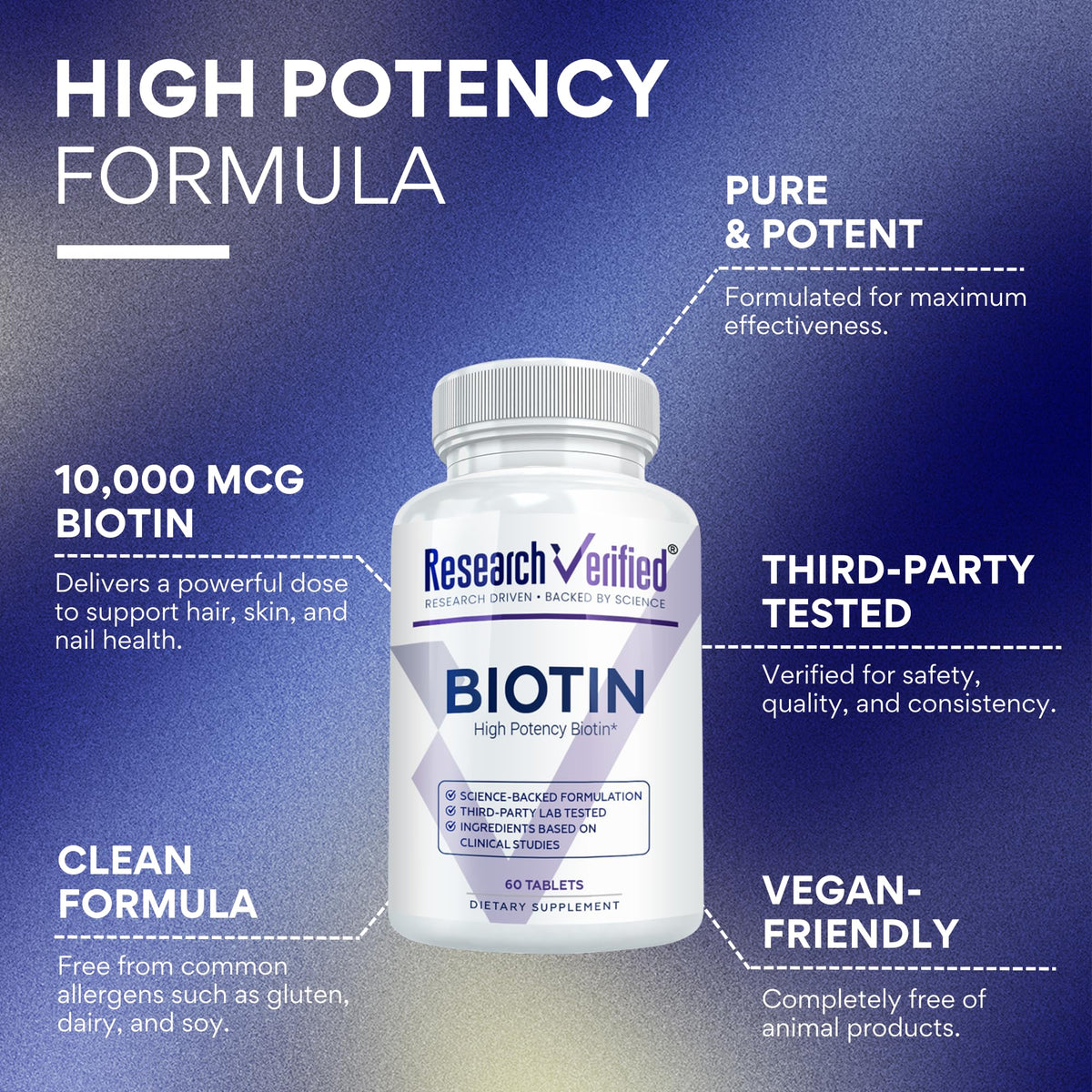 Recherche Vérifiée Biotine 10000mcg comprimés vegan, angle droit