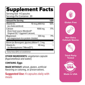 Redd Remedies Calcium D3, détails de l'emballage avec ingrédients