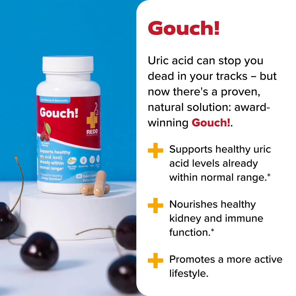 Redd Remedies Gouch! ingrédients principaux sur l'étiquette
