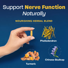Redd Remedies Nerve Shield, vue arrière du flacon montrant les ingrédients