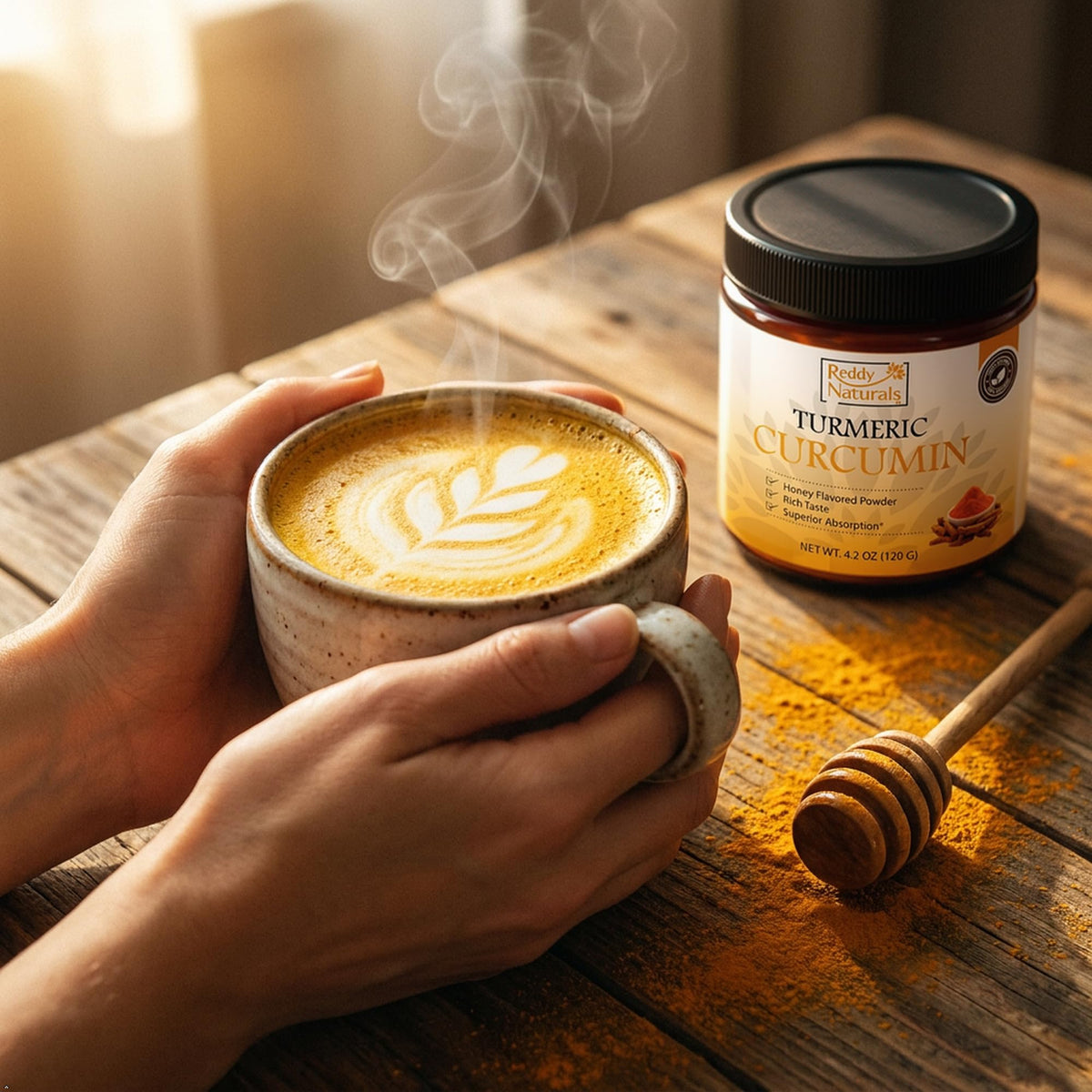 Reddy Naturals Poudre de Curcuma Curcumin 95% Curcuminoïdes dans un smoothie