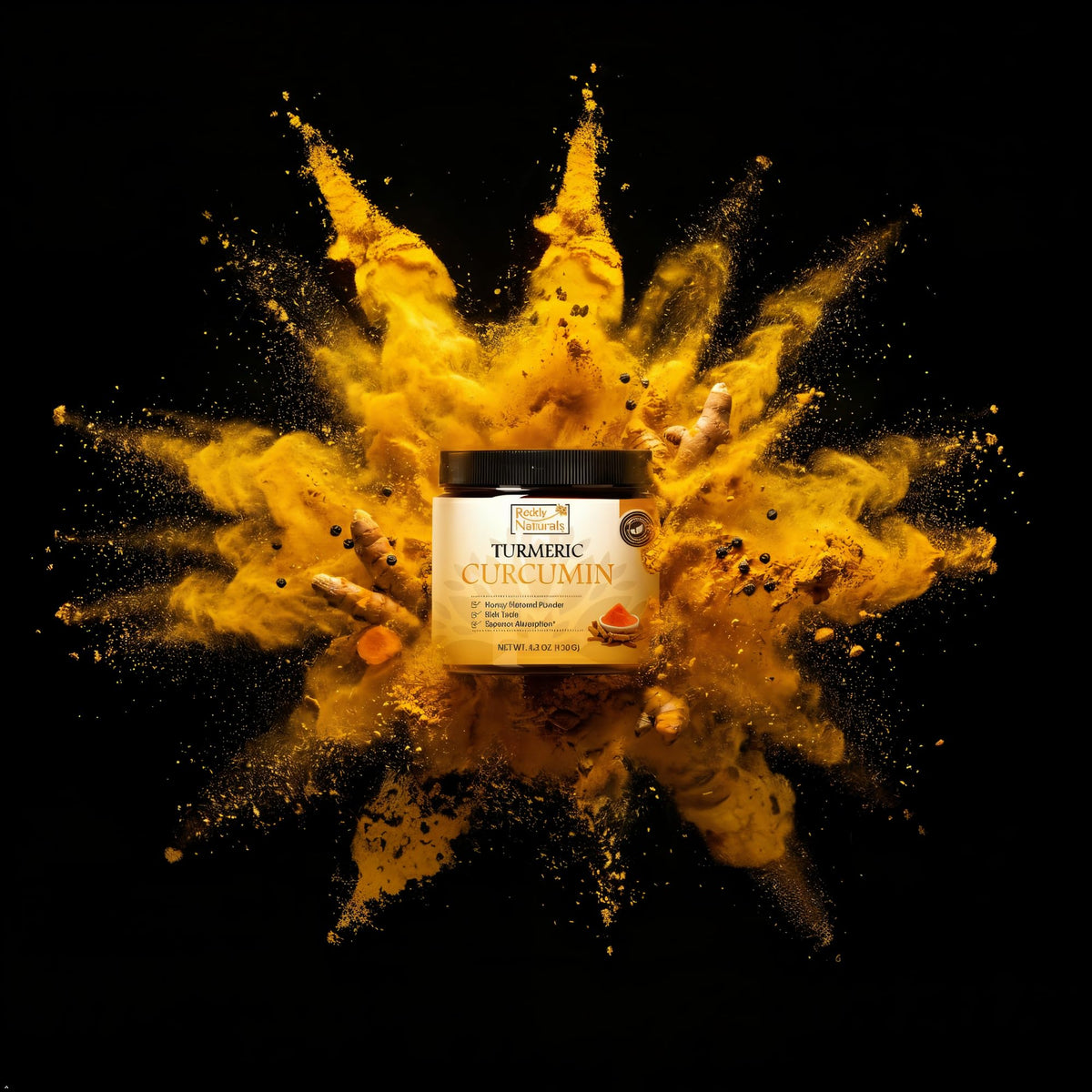 Reddy Naturals Poudre de Curcuma Curcumin 95% Curcuminoïdes et cuillère