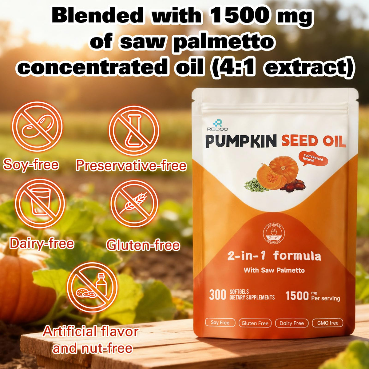 REDOO Huile de Graines de Courge 1500mg emballage