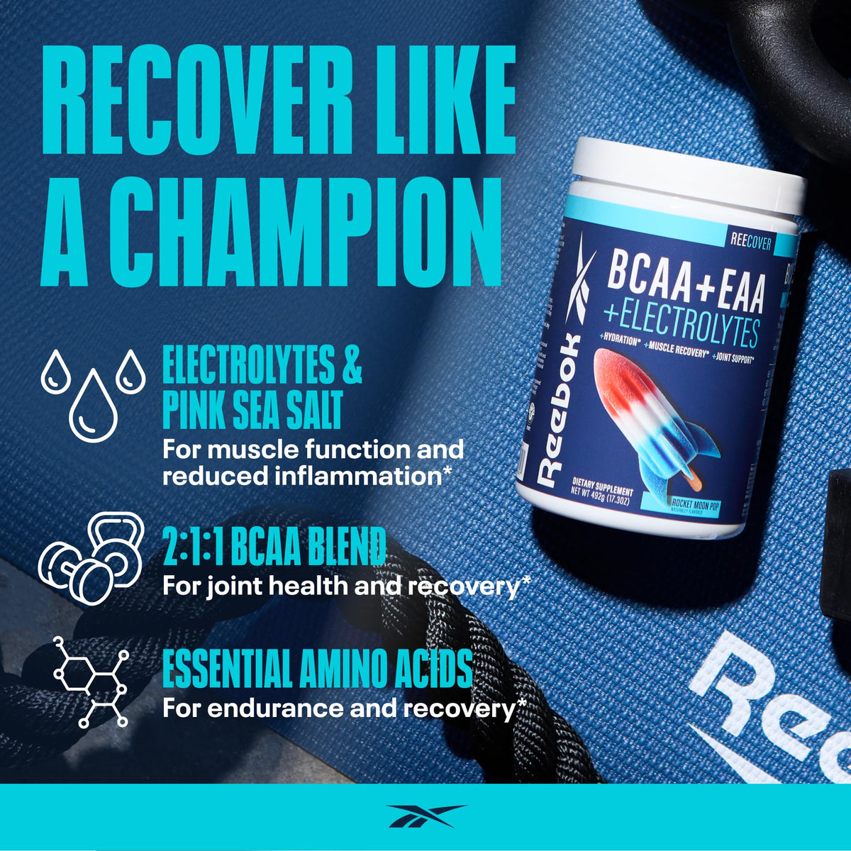 Reebok BCAA REEcover Rocket Moon Pop 590g avec cuillère