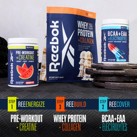 Reebok REEcover BCAA, présentation du produit sur une table