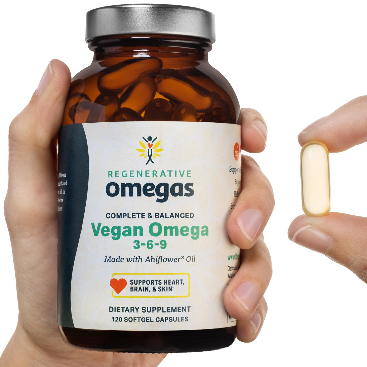 Regenerative Omegas huile Ahiflower 120 gélules vue de côté