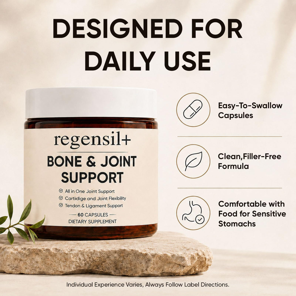 REGENSIL Complément Alimentaire Articulaire avec nature en arrière-plan