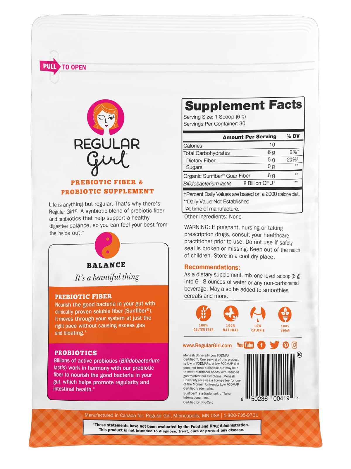Regular Girl Poudre Bio 200g avec une cuillère à mesurer