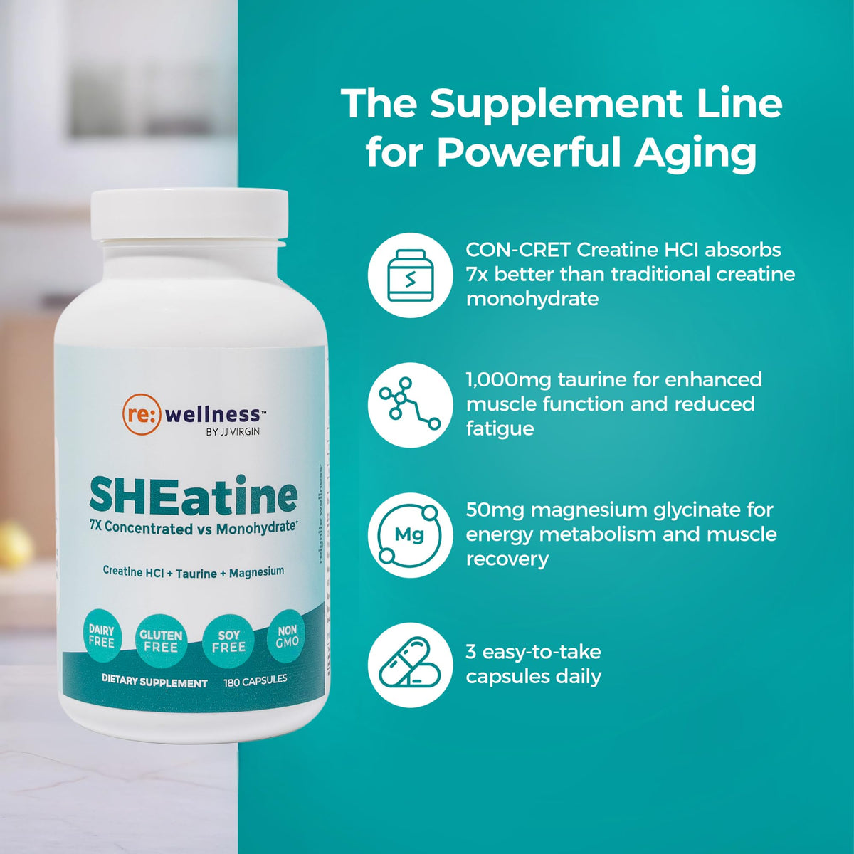 Reignite Wellness SHEatine capsules sur une table