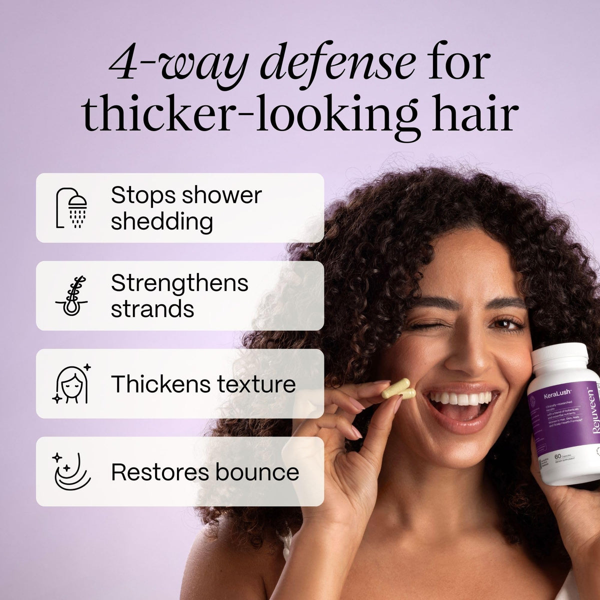 Rejuveen KeraLush Vitamines pour Cheveux - vue de côté