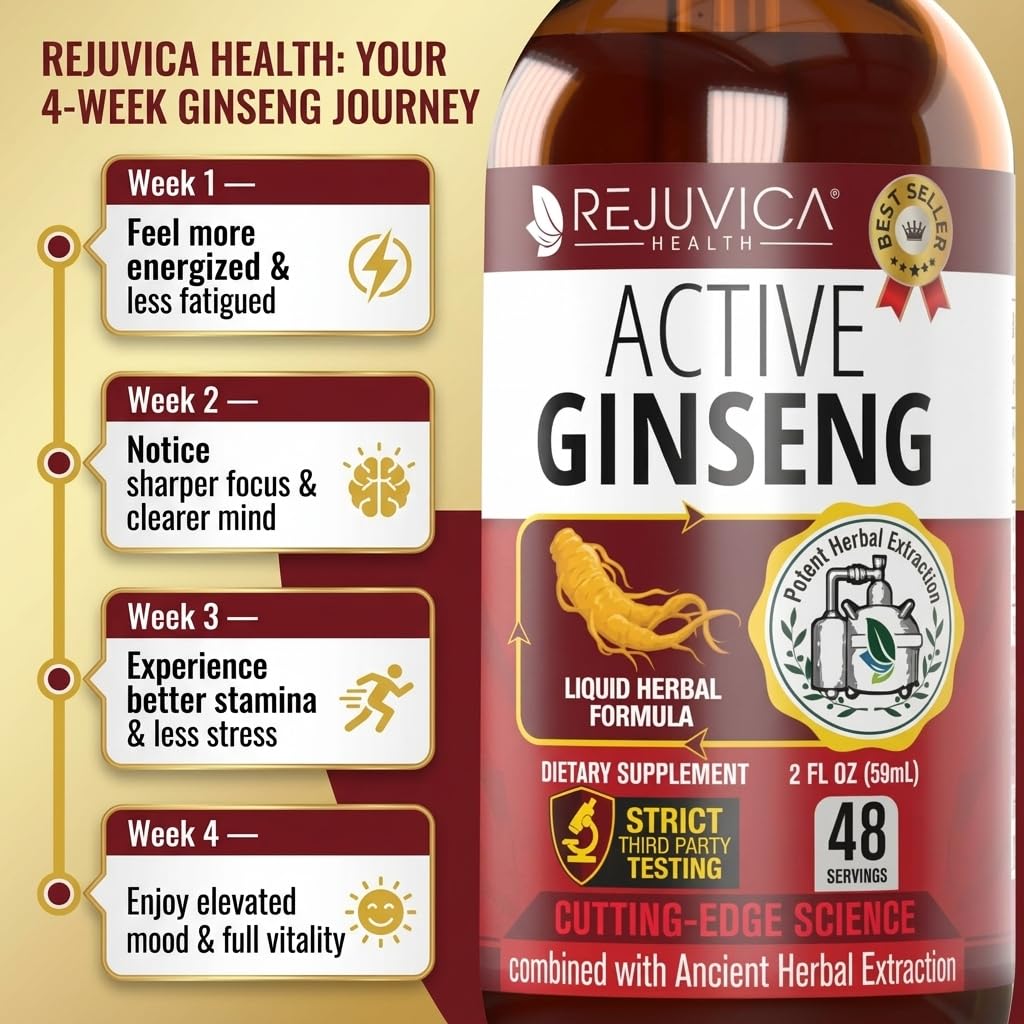 Rejuvica Health Active Ginseng 499g goutte sous la langue