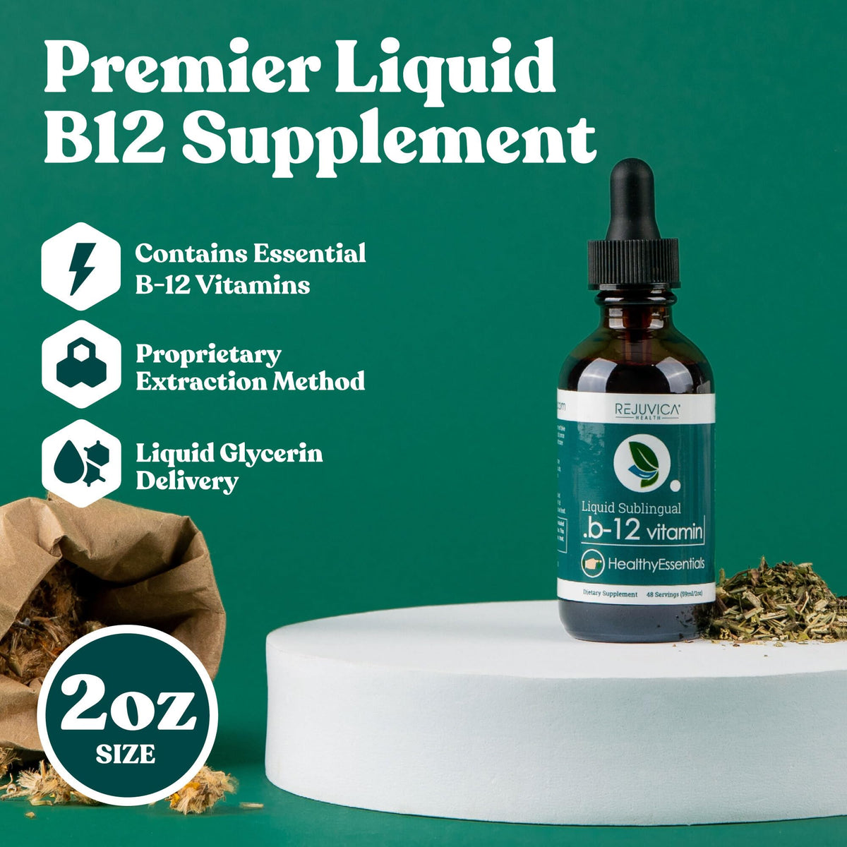 Rejuvica Health B12 liquide 3000mcg avec compte-gouttes