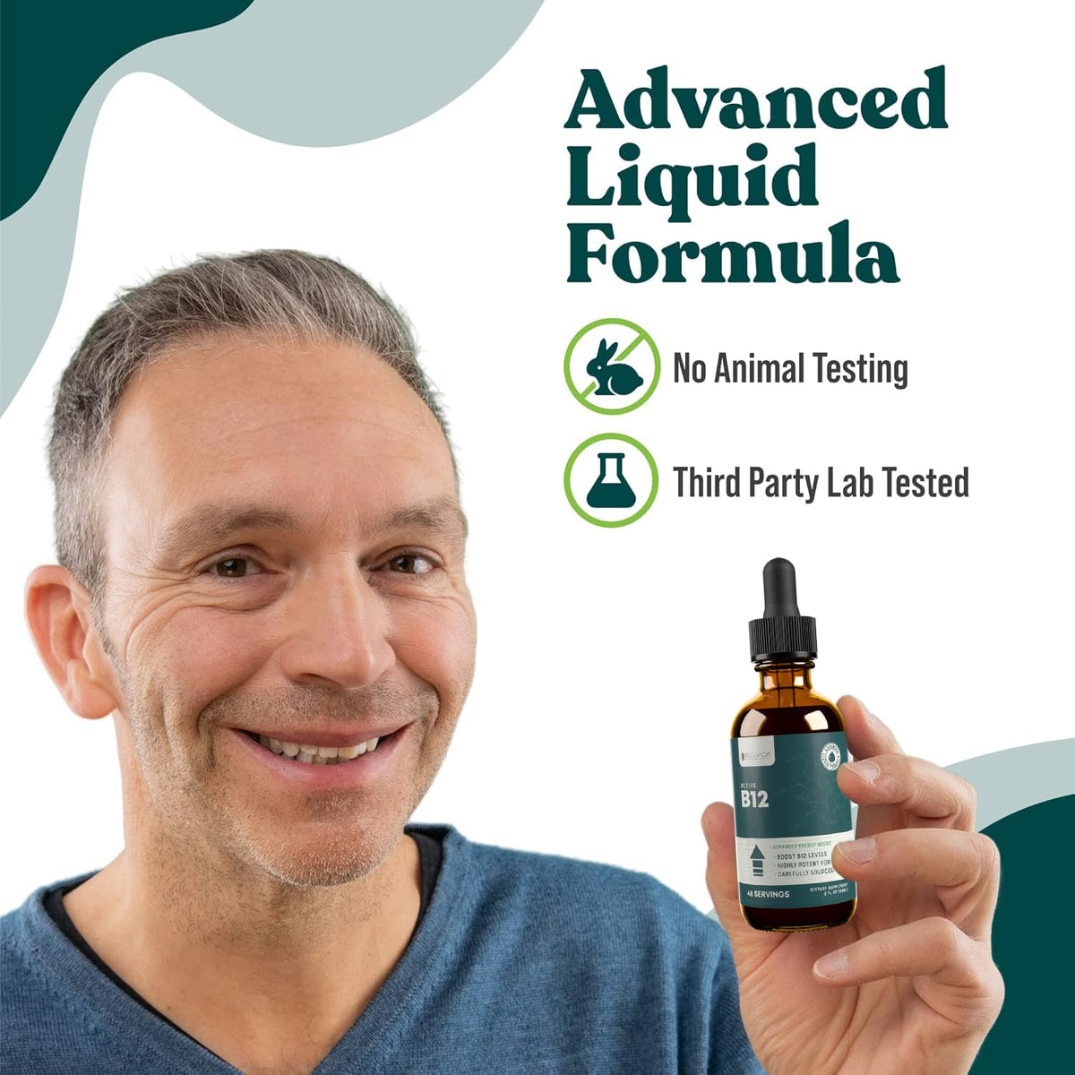 Rejuvica Health B12 liquide 3000mcg avec étiquette visible