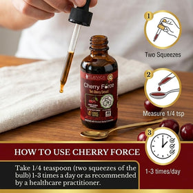 Rejuvica Health Cherry Force extrait de cerise acide avec verre d'eau