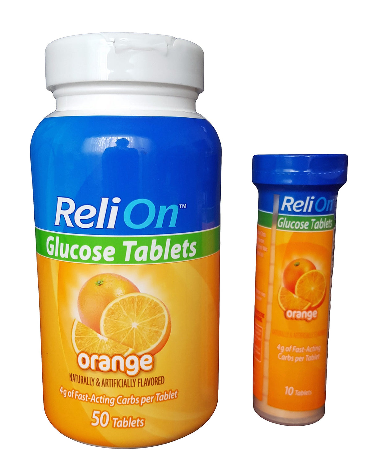 Reli On Glucose 50 comprimés orange avec tube de transport