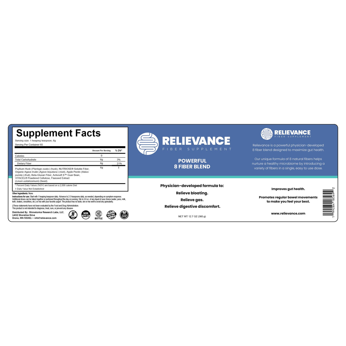 Relievance Fiber 12,7 oz avec ingrédients naturels