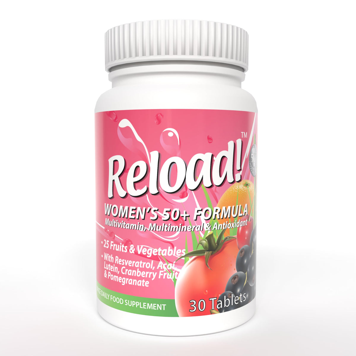 Reload! Multivitamines Femmes 50+ boîte avant avec 30 comprimés