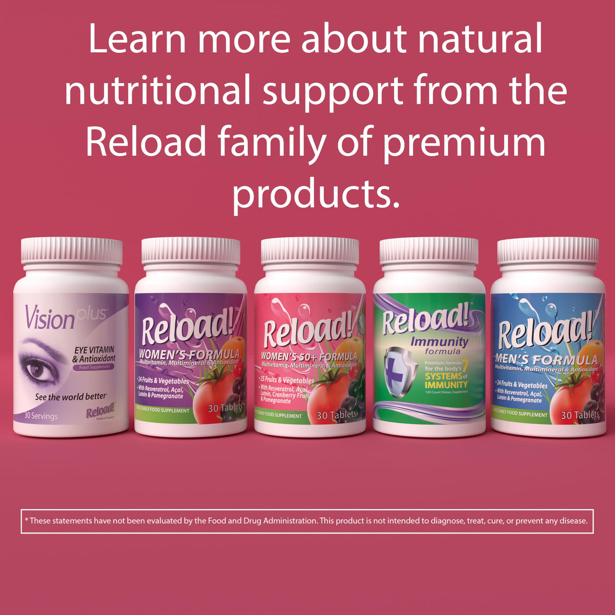 Reload! Multivitamines Femmes 50+ comprimés sur une table