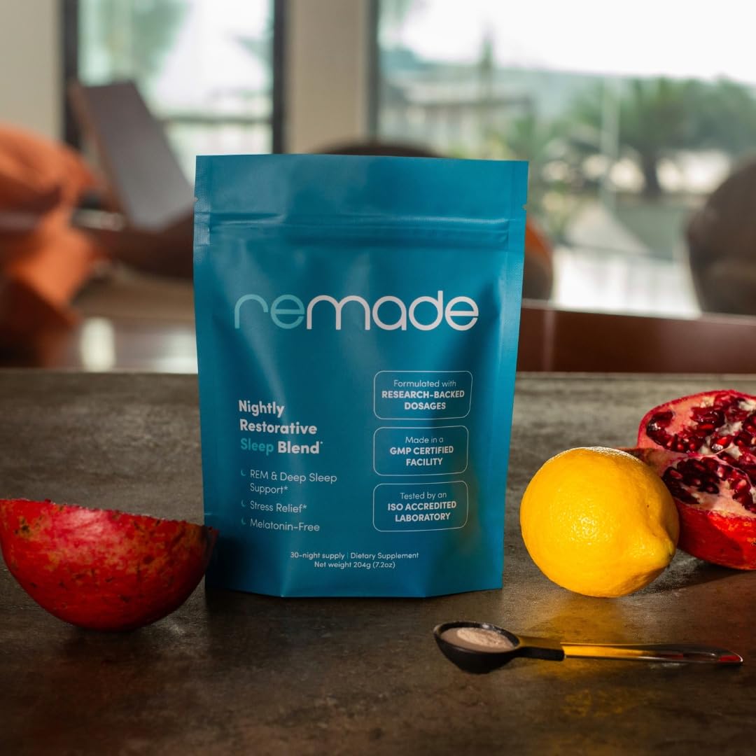 Remade Complément Alimentaire Sommeil Naturel ingrédients sur la table