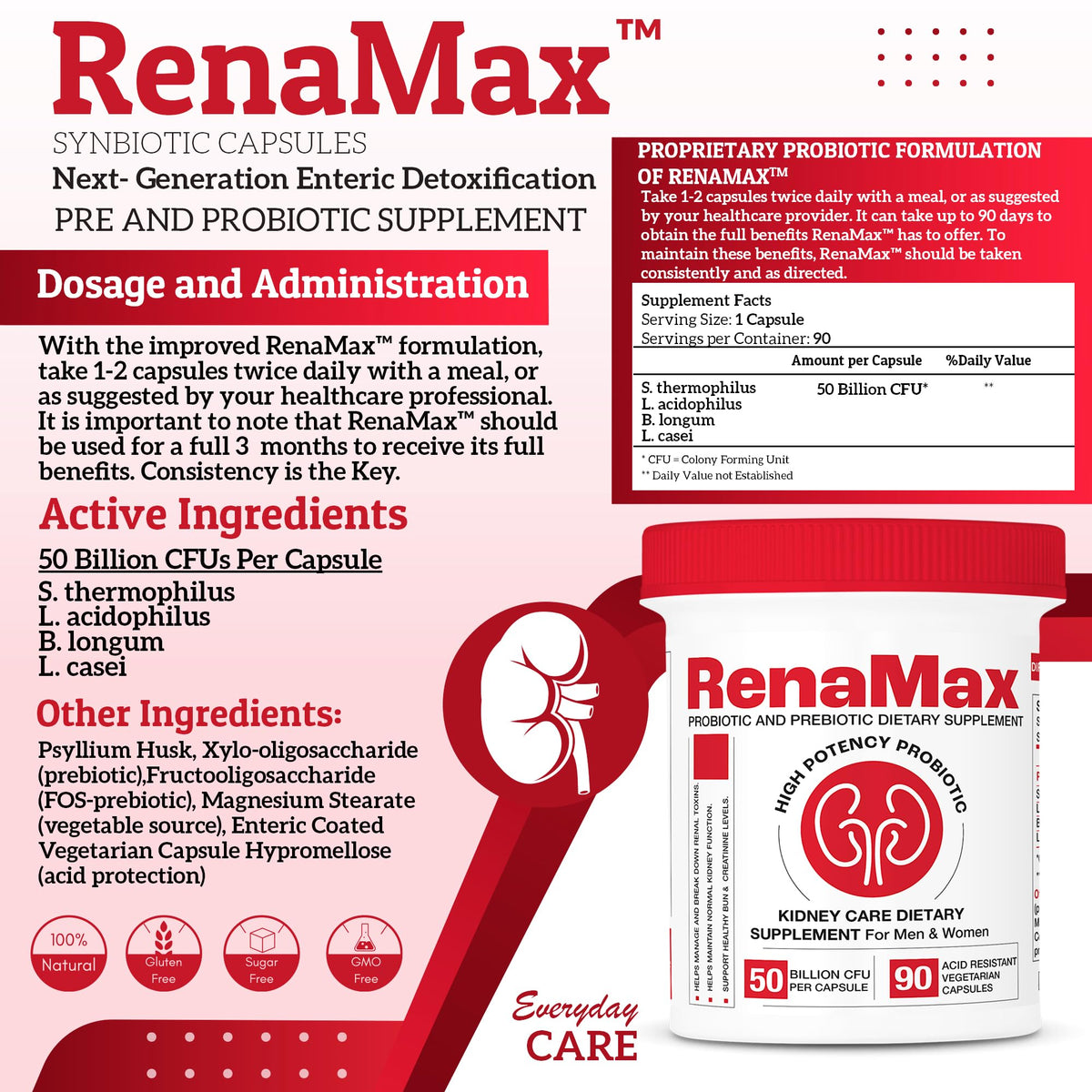 RENAMAX Complément Alimentaire RenaMax 90 Capsules étiquette