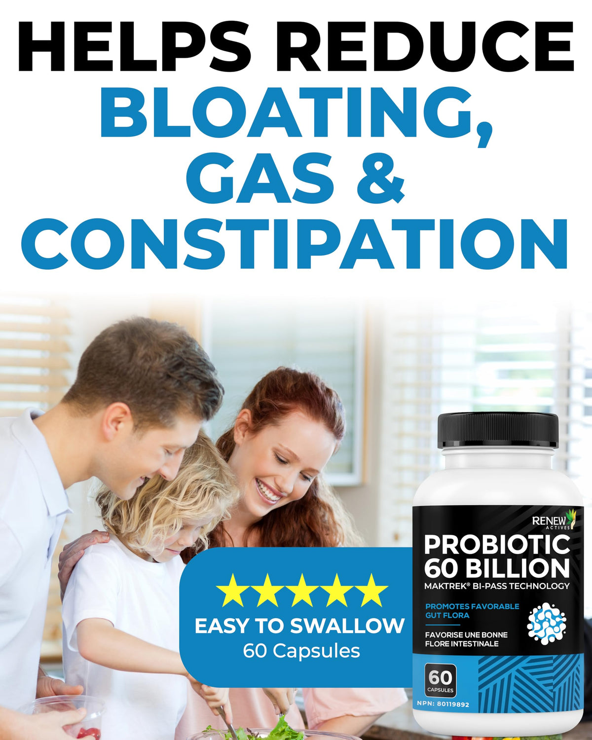 Renew Actives complément probiotique 60 capsules avec des ingrédients naturels