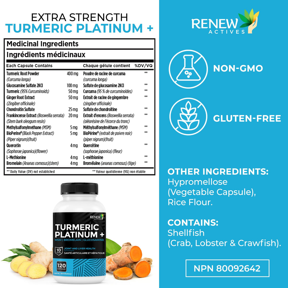 Renew Actives Curcuma Platinum 1350MG capsules close-up