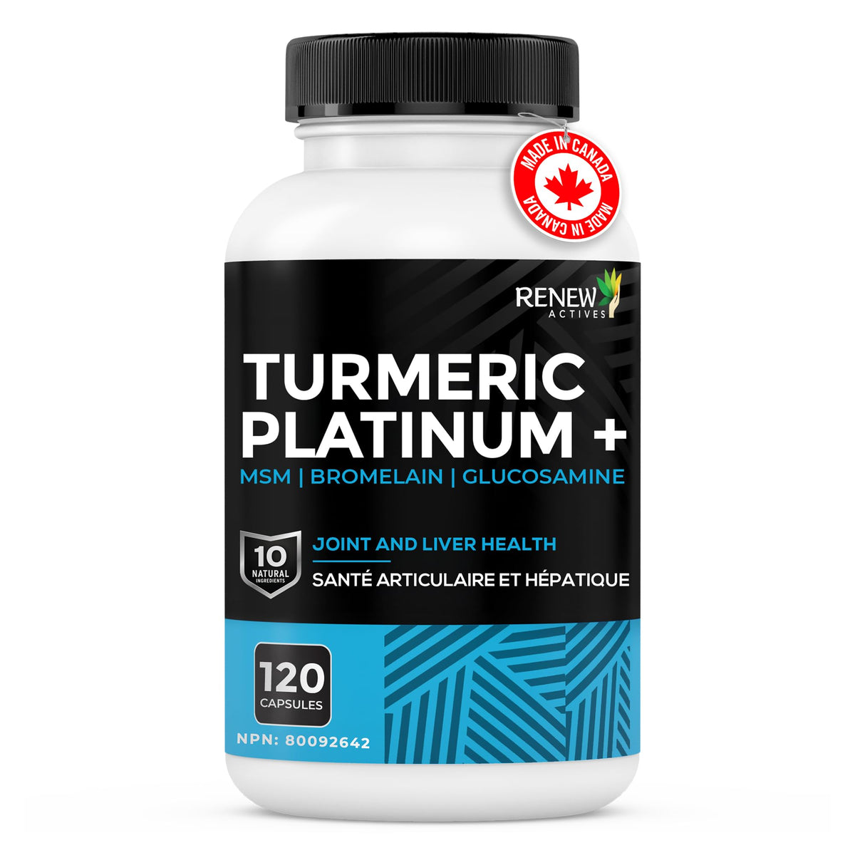 Renew Actives Curcuma Platinum 1350MG capsules with measuring spoon