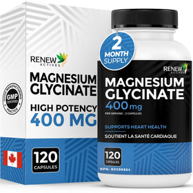 Renew Actives Magnésium Glycinate 400mg 120 capsules vue avant
