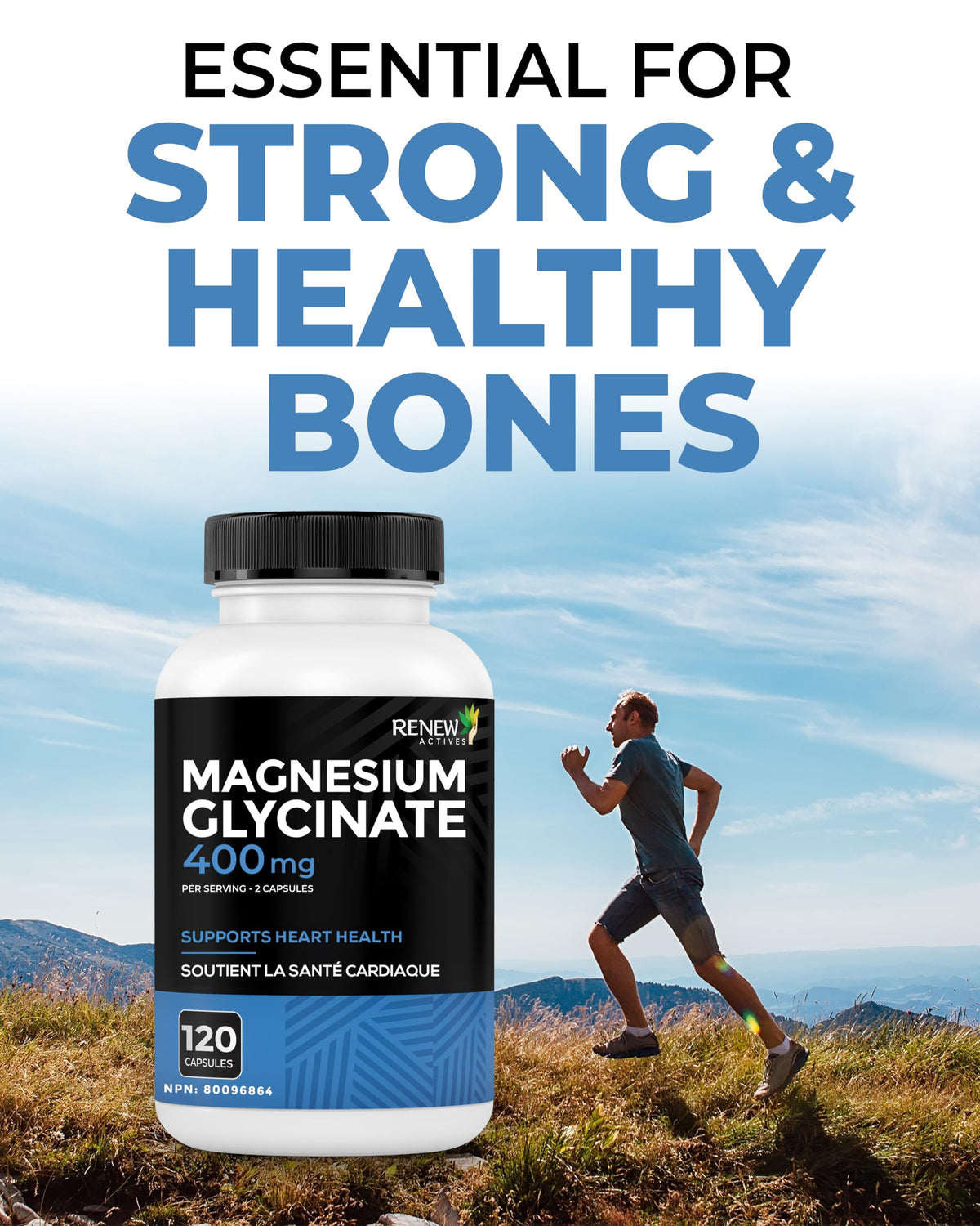 Renew Actives Magnésium Glycinate 400mg gélules sur table