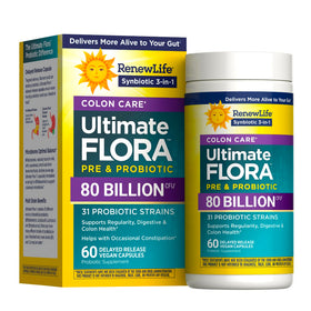 Renew Life Colon Care 80 Milliards CFU 60 Capsules vue de face